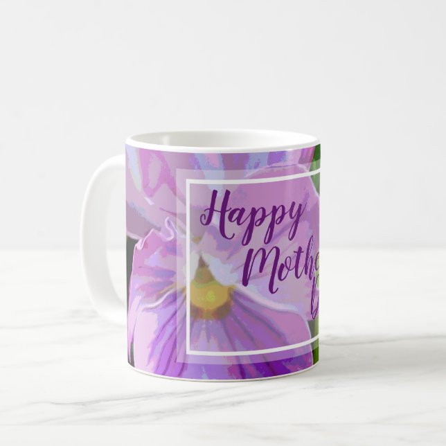 Lila Pansy Floral Kaffeetasse (Vorderseite Links)