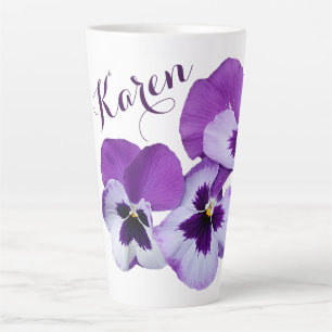 Lila Pansy floral Karen Name individuell anpassbar Milchtasse