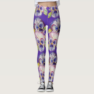 Lila Pansy Glorious Floral Blume Leggings