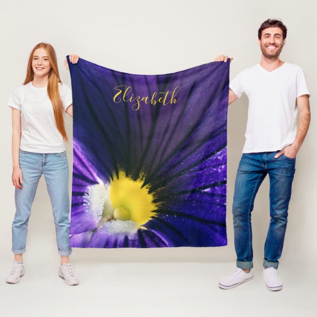 Lila Pansy-Makro-Foto elegant Fleecedecke (Beispiel)