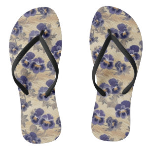 Lila Pansy-Muster Flip Flops