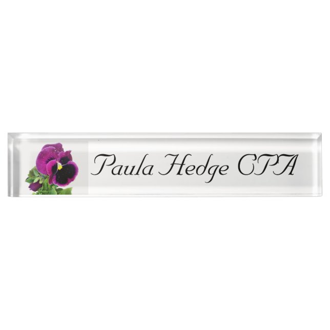 Lila Pansy Namensplakette (Vorderseite)