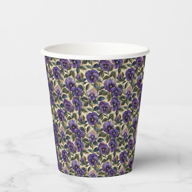 Lila Pansy Paper Cups Party-Tablettenware Pappbecher (Vorderseite)