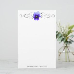 Lila Pansy Personalisiert Stationery Briefpapier