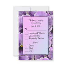 Lila Pansy RSVP Card mit Entree Choice