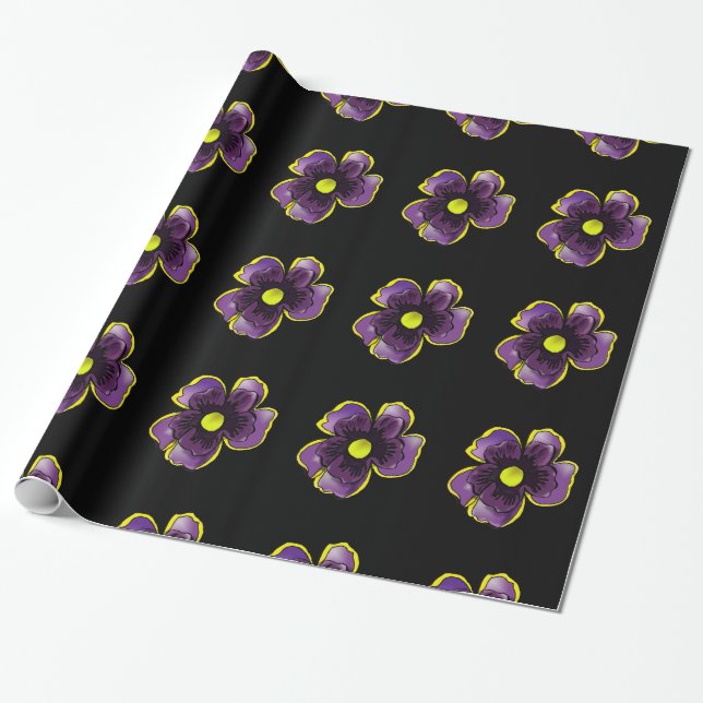 Lila Pansy-Verpackungs-Papier Geschenkpapier (Ungerollt)