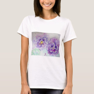 Lila Pansy Wasserfarbe Blume Kunst Shirt