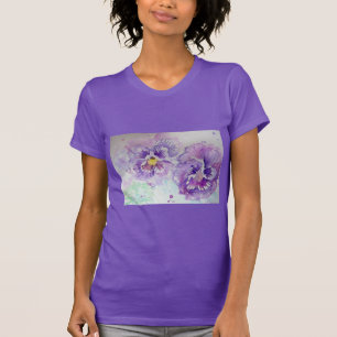 Lila Pansy Watercolor violett Blume Kunst Shirt