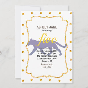 Lila Panther-Silhouette - Hintergrundfarbe auswähl Einladung