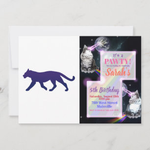 Lila Panther-Silhouette - Hintergrundfarbe auswähl Einladung