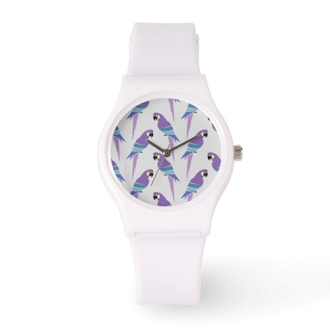 Lila Papageien Armbanduhr (Vorderseite)