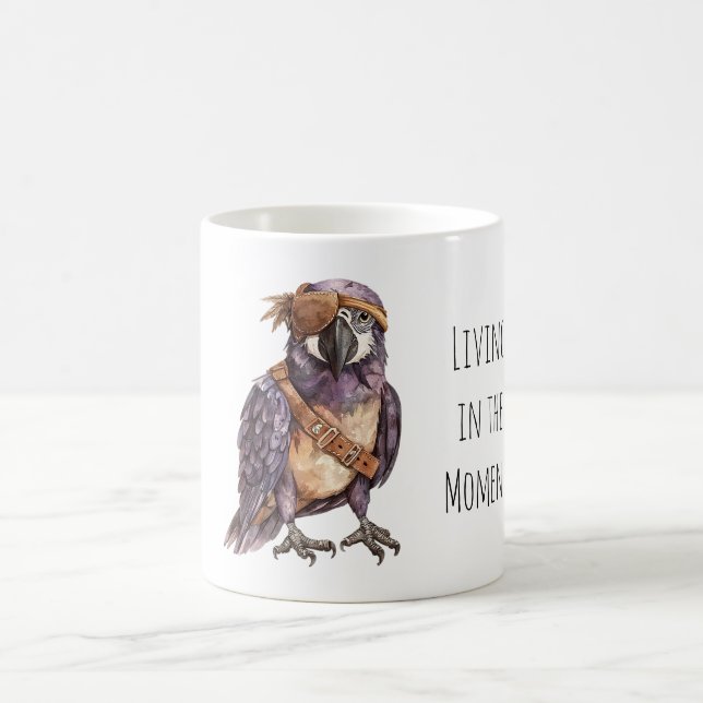 Lila Papageien Augenklappe Kaffeetasse (Mittel)