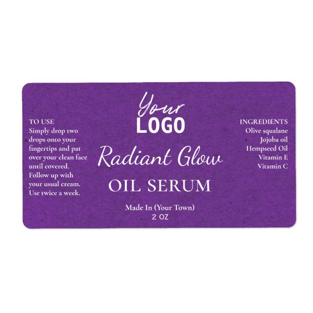 Lila Papiertextur - Radiant Glow Serum Labels (Vorne)