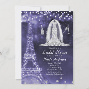 Lila Paris Nacht Diamant Kleid Brautparty Einladung