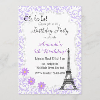 Lila Paris Romantische Einladung zum Geburtstag