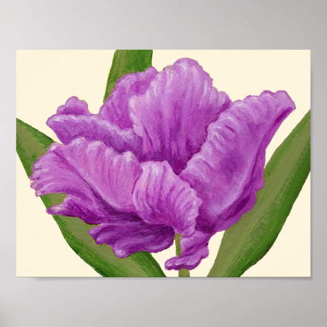 Lila Parrot Tulip Kunstdruck. Poster (Vorne)