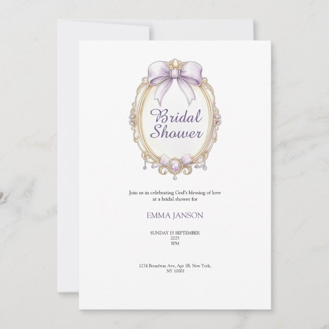 Lila Party Einladung des Brautparty (Vorderseite)