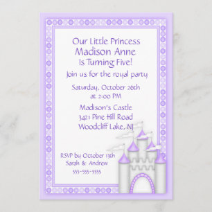Lila Party Einladung Prinzessin-Castle