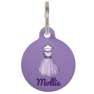 Lila Party Kleid Mode Fashionista Dog Tag Tiermarke