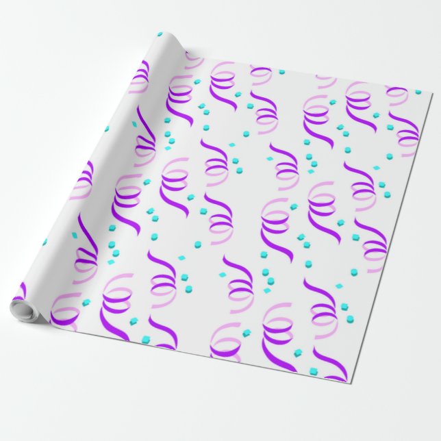 LILA PARTY RIBBONS GESCHENKPAPIER (Ungerollt)