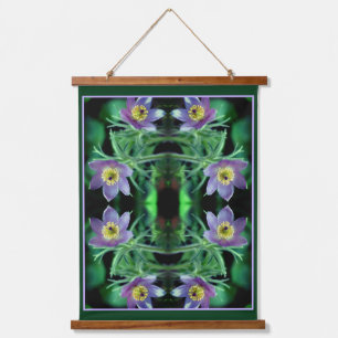 Lila Pasque Spring Blumen Abstrakt Wandteppich Mit Holzrahmen