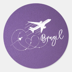 Lila Pass für Brasilien Runder Aufkleber