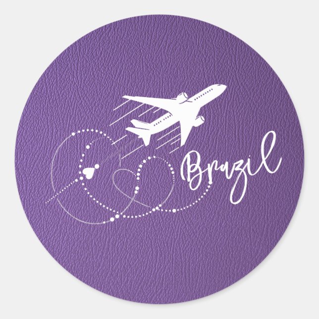 Lila Pass für Brasilien Runder Aufkleber (Vorderseite)