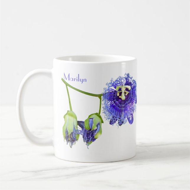 Lila Passion Blume Kaffeepause Tasse (Links)
