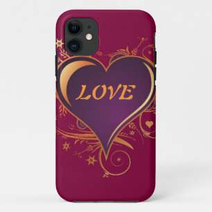 Lila Passion Heart Valentine PHone Fall iPhone 11 Hülle