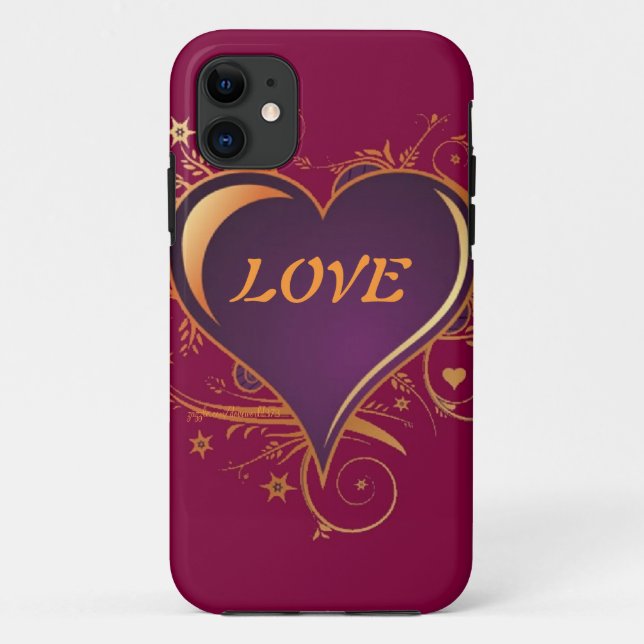 Lila Passion Heart Valentine PHone Fall Case-Mate iPhone Hülle (Rückseite)