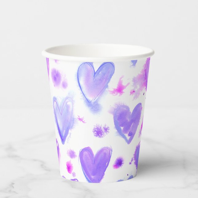 Lila Passion Watercolor Hörer Paper Cup Pappbecher (Vorderseite)