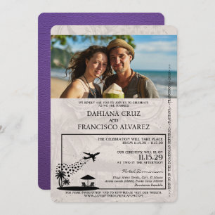 Lila Passport Hochzeit in der Dominikanischen Repu Einladung