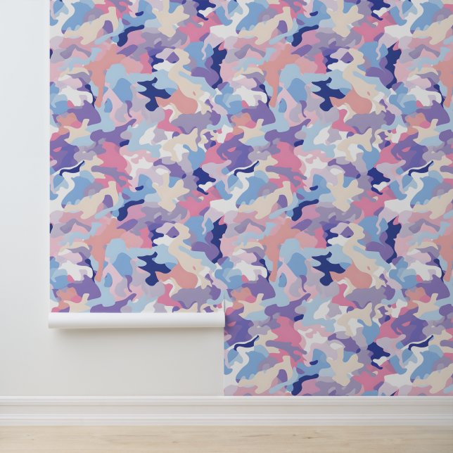 Lila Pastel Camouflage Tapete (Anwendung)
