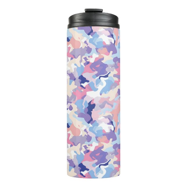 Lila Pastel Camouflage Thermosbecher (Vorderseite)