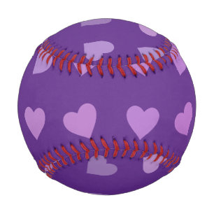 LILA PASTEL-FARBIGE HERZEN BASEBALL