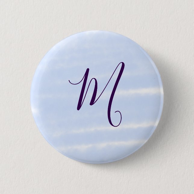 Lila-Pastell-Aquarell-Monogramm-Name-Buchstabe Ret Button (Vorderseite)
