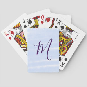 Lila-Pastell-Aquarell-Monogramm-Name-Buchstabe Ret Spielkarten