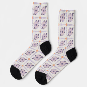 Lila Pastell-Dekorfliesenmuster Socken