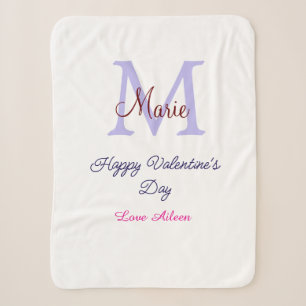 Lila Pastell Frohen Valentinstag rosa Monogramm Sherpadecke