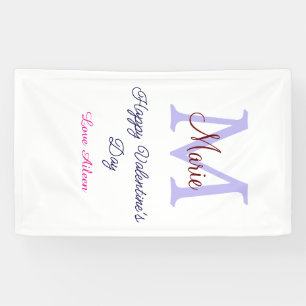Lila Pastell glücklicher Valentinstag rosa Monogra Banner