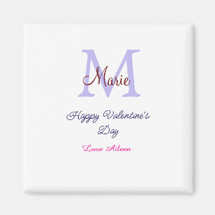 Lila Pastell glücklicher Valentinstag rosa Monogra Magnet
