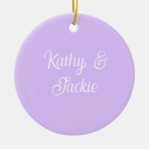 Lila Pastell Retro Paar Hochzeitsname stilvoll na Keramik Ornament
