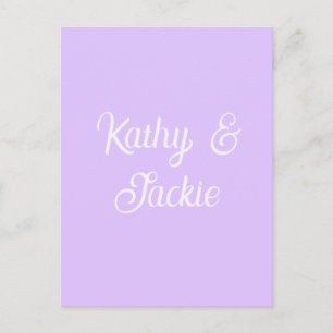 Lila Pastell Retro Paar Hochzeitsname stilvoll na Postkarte