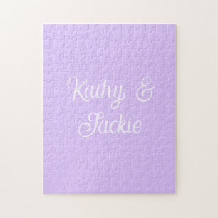 Lila Pastell Retro Paar Hochzeitsname stilvoll na Puzzle