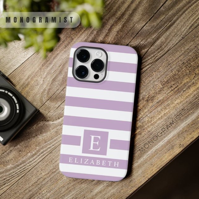 Lila, pastellige Streifen mit weichem Weiß Case-Mate iPhone Hülle (Custom Pastel Light Soft Purple White Stripes Case-Mate iPhone Case)