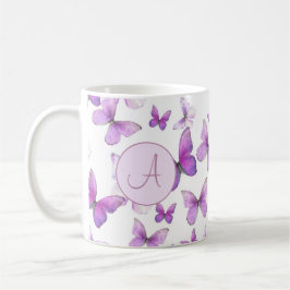 Lila Pastelschmetterlinge Custom Mit Monogramm Kaffeetasse