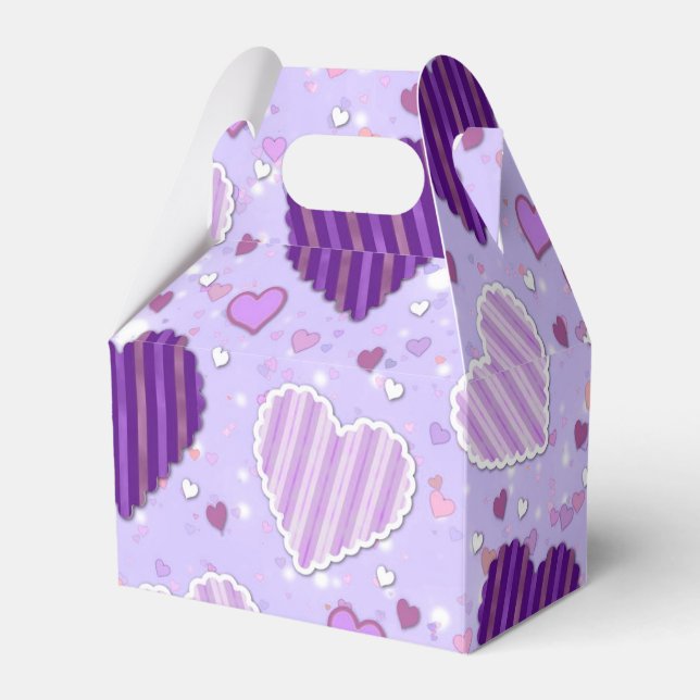 Lila Patchwork-Herz Geschenkschachtel (Vorderseite)