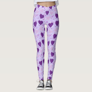 Lila Patchwork-Herz Leggings