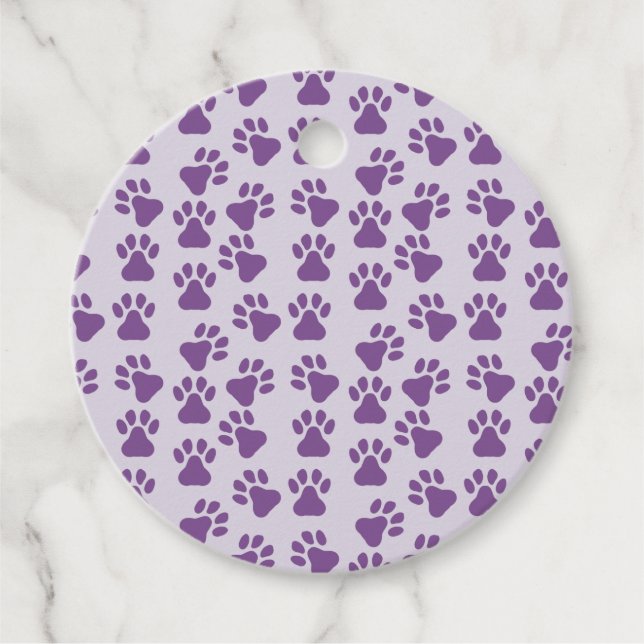 Lila Pawprints Geschenkanhänger (Vorderseite)