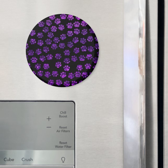 Lila Paws, Glitzer Paws, Lila Glitzer, Hund Magnet (In Situ (Kühlschrank))